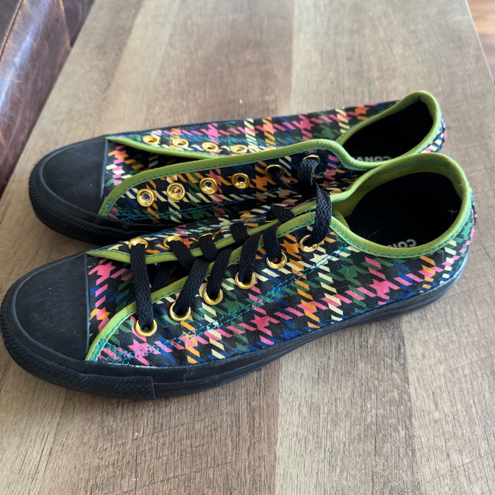 Converse You Sneakers Chuck Taylor Plaid Rainbow Black Green Women 8.5 / Men 6.5 - Picture 5 of 6